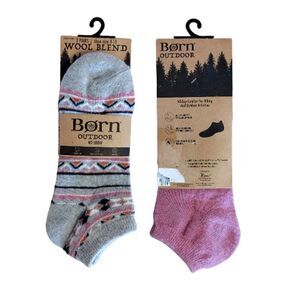 Born Outdoor 3 Pairs Multi Pink Grey Wool Blend No Show Socks NWT